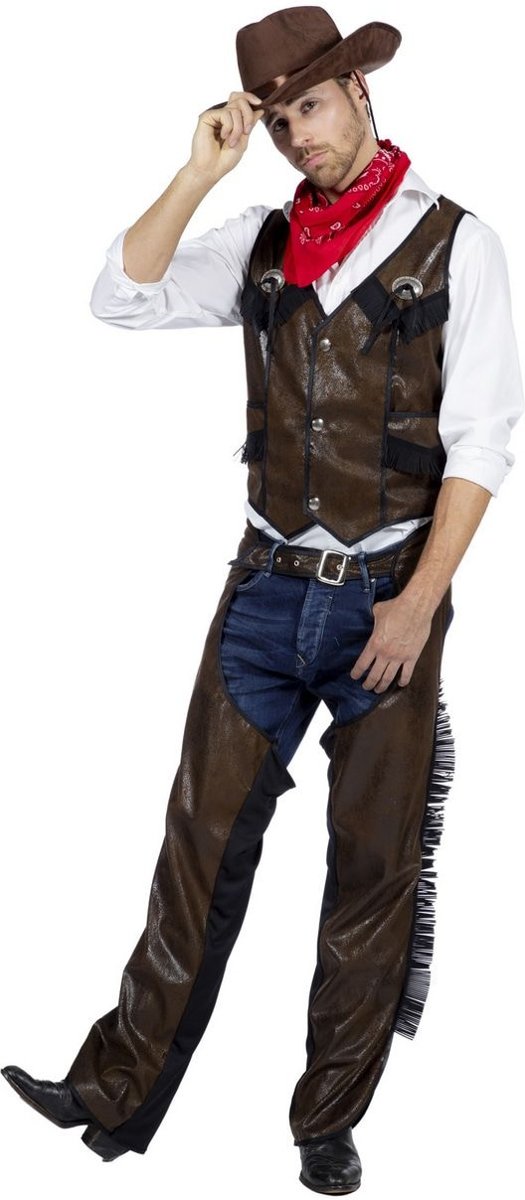 Cowboy & Cowgirl Kostuum | Cowboy Chaps Wilde Mustang | Man | Maat 58 | Carnaval kostuum | Verkleedkleding
